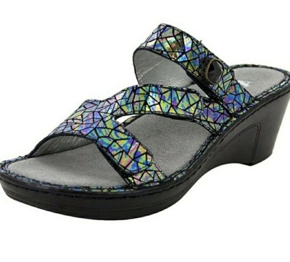 Alegria Loti Tectonic Sandal Wedge Slide Slip On Open Toe 372 40 SZ 9.5/10